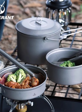 SILVERANT/银蚁纯钛锅户外钛锅吊锅便携野营用品野外吊锅煎锅煮锅