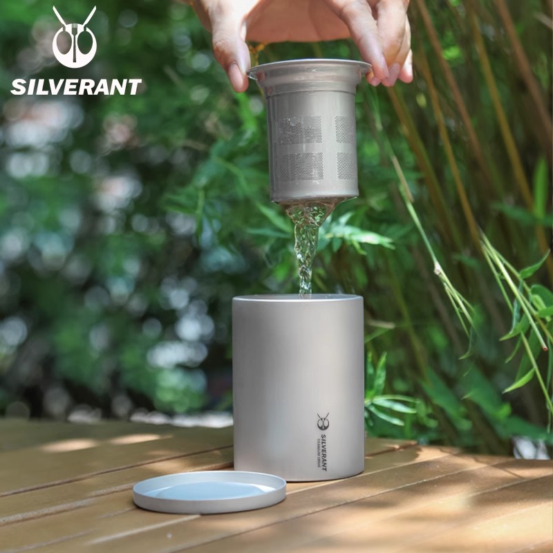 SILVERANT银蚁纯钛茶具个人专用泡茶杯户外钛茶具180ML茶水分离器 户外/登山/野营/旅行用品 水杯 原图主图