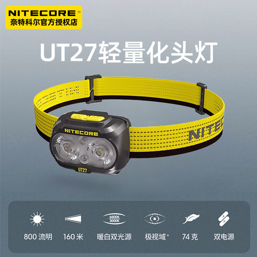 奈特科尔头灯强光可充电头戴式