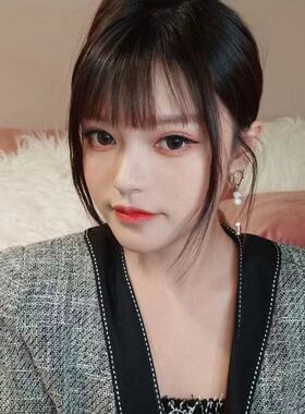 S925银针珍珠耳环全新日韩独特耳饰不规则女式圈圈款时尚百搭耳坠