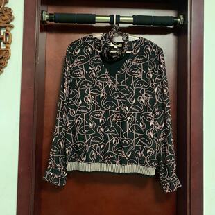 S码桑蚕丝V领套头款长袖衬衫附领圈品牌断码捡漏价不退不换介意慎