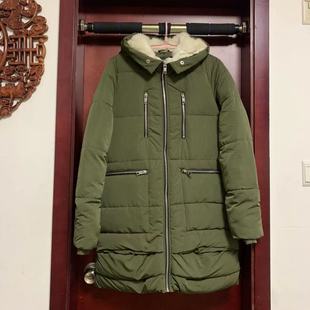S码军绿色冬季带帽棉服军旅风修身女士保暖外套捡漏价不退不换慎