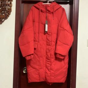 S码红色冬季带帽羽绒服女士轻薄保暖外套品牌断码捡漏价不退不换