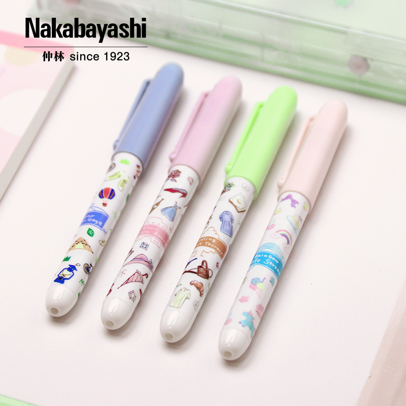 nakabayashi仲林 日本直液式钢笔免换墨囊小学生练字专用三年级学生硬笔书法成人EF尖黑蓝色女生签字笔一次性