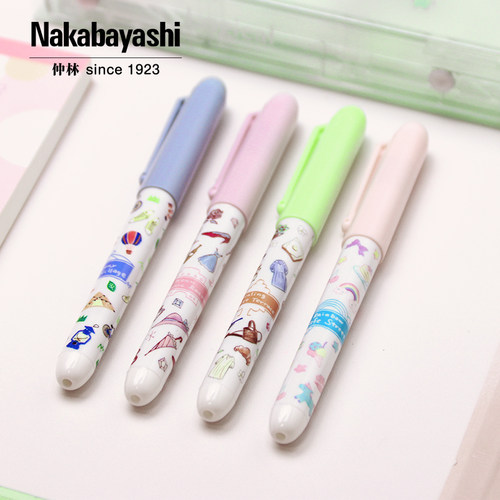 nakabayashi仲林 日本直液式钢笔免换墨囊小学生练字专用三年级学生硬笔书法成人EF尖黑蓝色女生签字笔一次性