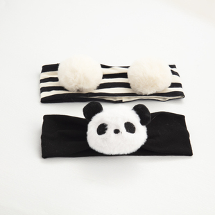 宝宝帽子婴幼儿可爱头巾婴儿发带男宝女宝超萌熊猫发饰新生儿头饰