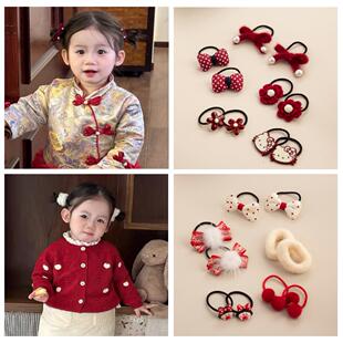 宝宝发绳过年头饰儿童发圈新年红色婴儿发饰女童扎啾啾头绳皮筋冬