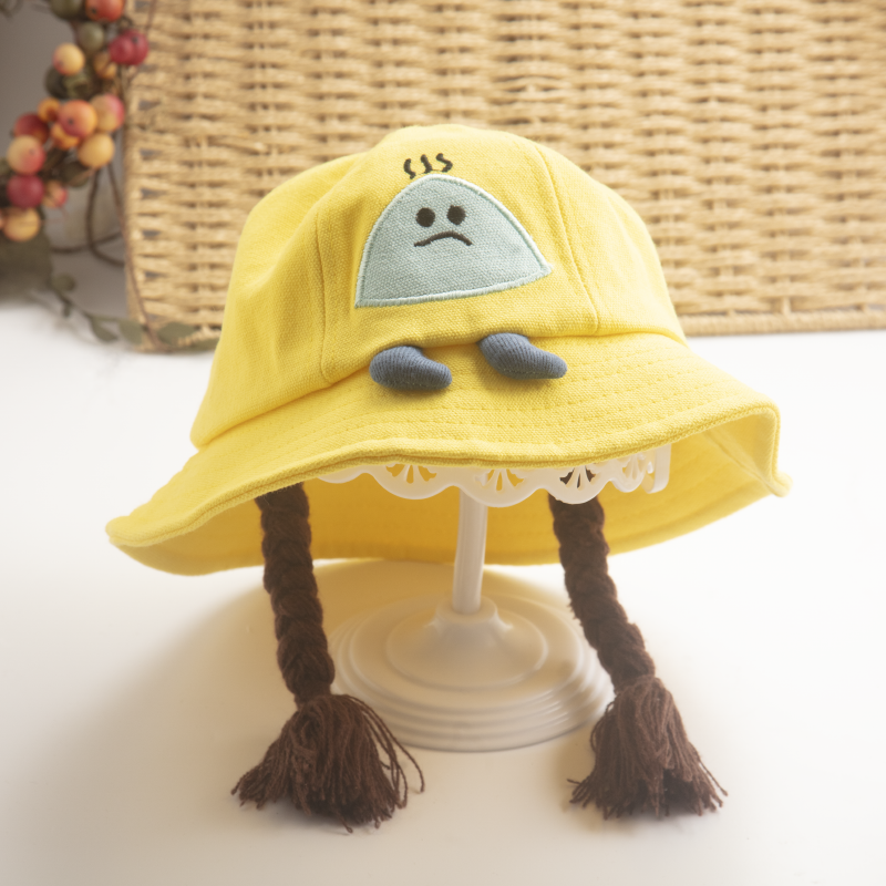 女童防晒婴儿假发遮阳宝宝渔夫帽