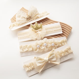 纯棉线宝宝发饰婴幼儿满月公主头花礼盒装 韩版 婴儿发带不勒头夏季