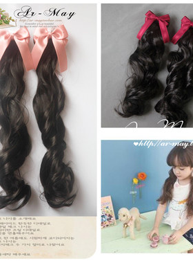 小孩子淑女马尾长款蝴蝶结假发