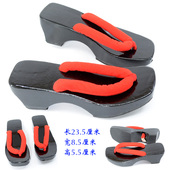 木屐 实木 防滑 高货男女高跟凉拖 人字拖 小号码 日常 纯色方跟