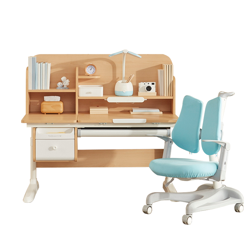 护童儿童实木学习桌可升降儿童书桌小学生家用写字桌椅星辰1号