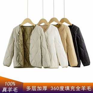 冬装 男童女童中大童宝宝羽丝服 轻薄羊毛填充羽绒服内胆保暖长袖