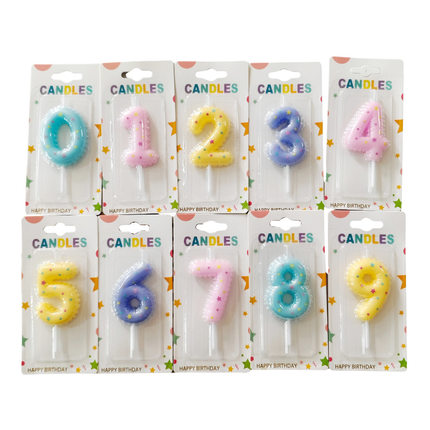 新品彩色星星数字蜡烛蛋糕装饰插件创意0-9生日蜡烛儿童周岁蜡烛
