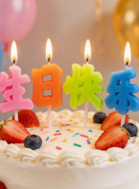 包邮糖果色汉字生日快乐蜡烛蛋糕装饰彩色英文字母生日love蜡烛