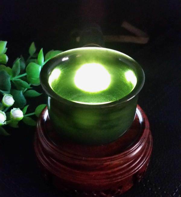 [玉之缘]精品礼品天然新疆和田玉青玉杯子功夫茶杯天然玉石酒杯