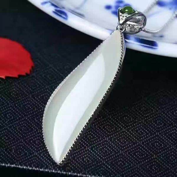 [玉之缘]精品礼品 天然和田玉白玉吊坠玉坠挂件 银镶玉吊坠项链
