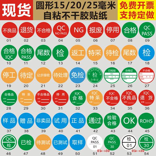 铜版纸QCPASS检合格特采停试用贴