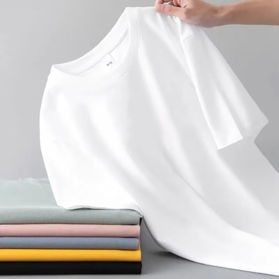 男士短袖T恤白色半袖夏季衣服男装纯色体恤纯白打底衫