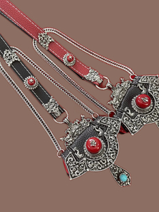 新款藏式配饰藏族合金藏银藏袍配饰链条民族风钱包成人儿童腰挂