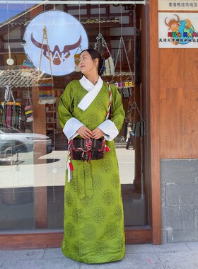 新款女款进口摹本真丝藏式女式连衣裙四季民族风博拉裙传统西藏服