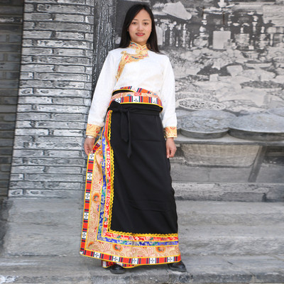 夏季薄款民族风黑色半裙藏服