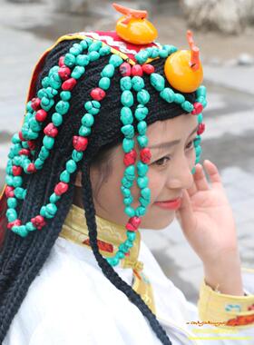 西藏仿蜜蜡头饰假发辫