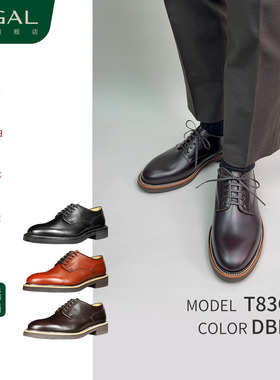 REGAL丽格T83C系带圆头日系复古固特异男士商务休闲皮鞋德比鞋