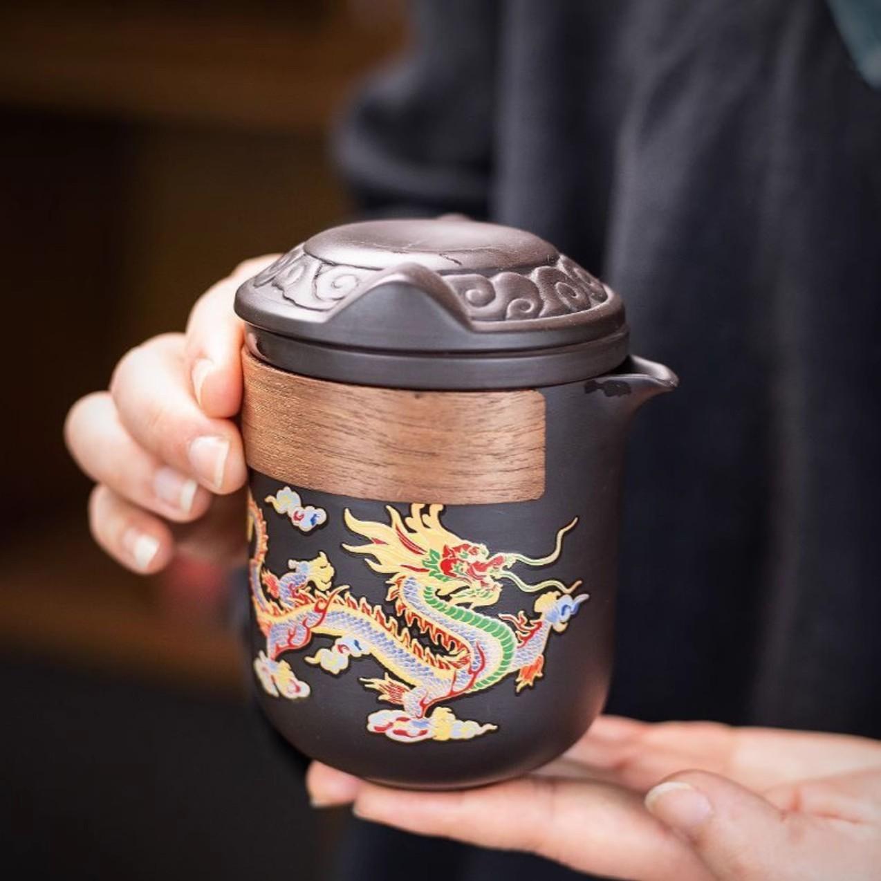家用沛晴宜兴热水变色紫砂分茶器