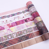 diy 复古花日常简约实用彩色整卷韩版 10米和纸手帐胶带风景 木纹