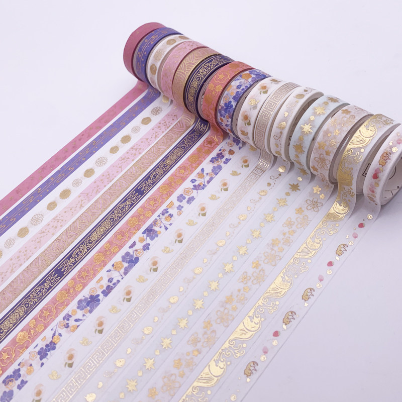 和纸胶带出血细款卷拉条分割线线胶带边框照片角烫金卡通极细