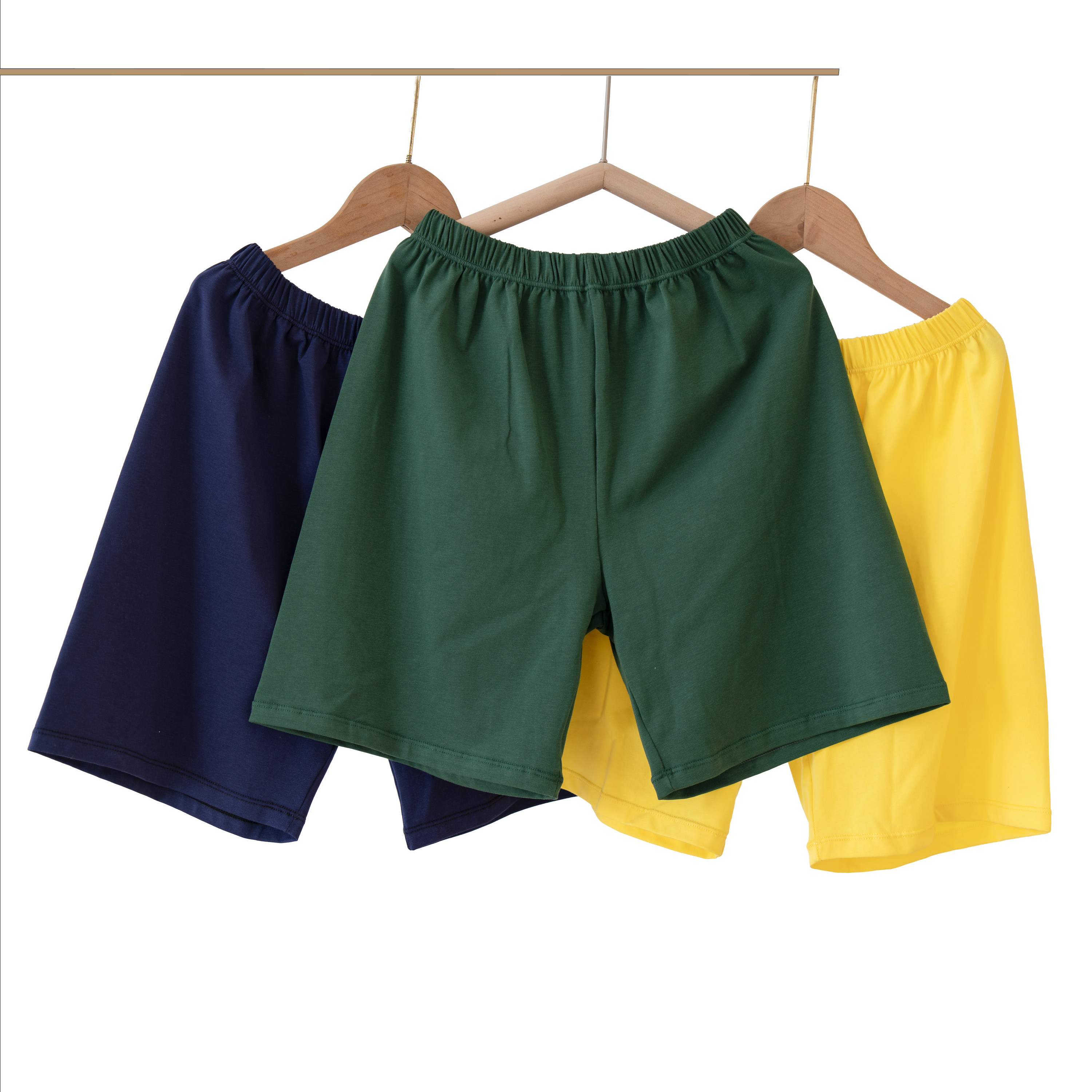 儿童纯棉薄款宽松5分短裤新款中裤夏季透气裤中大童运动黄绿色