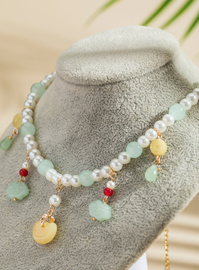 汉服软璎珞古风项链珍珠坦领宋制璎珞古装汉元素配饰新中式国风