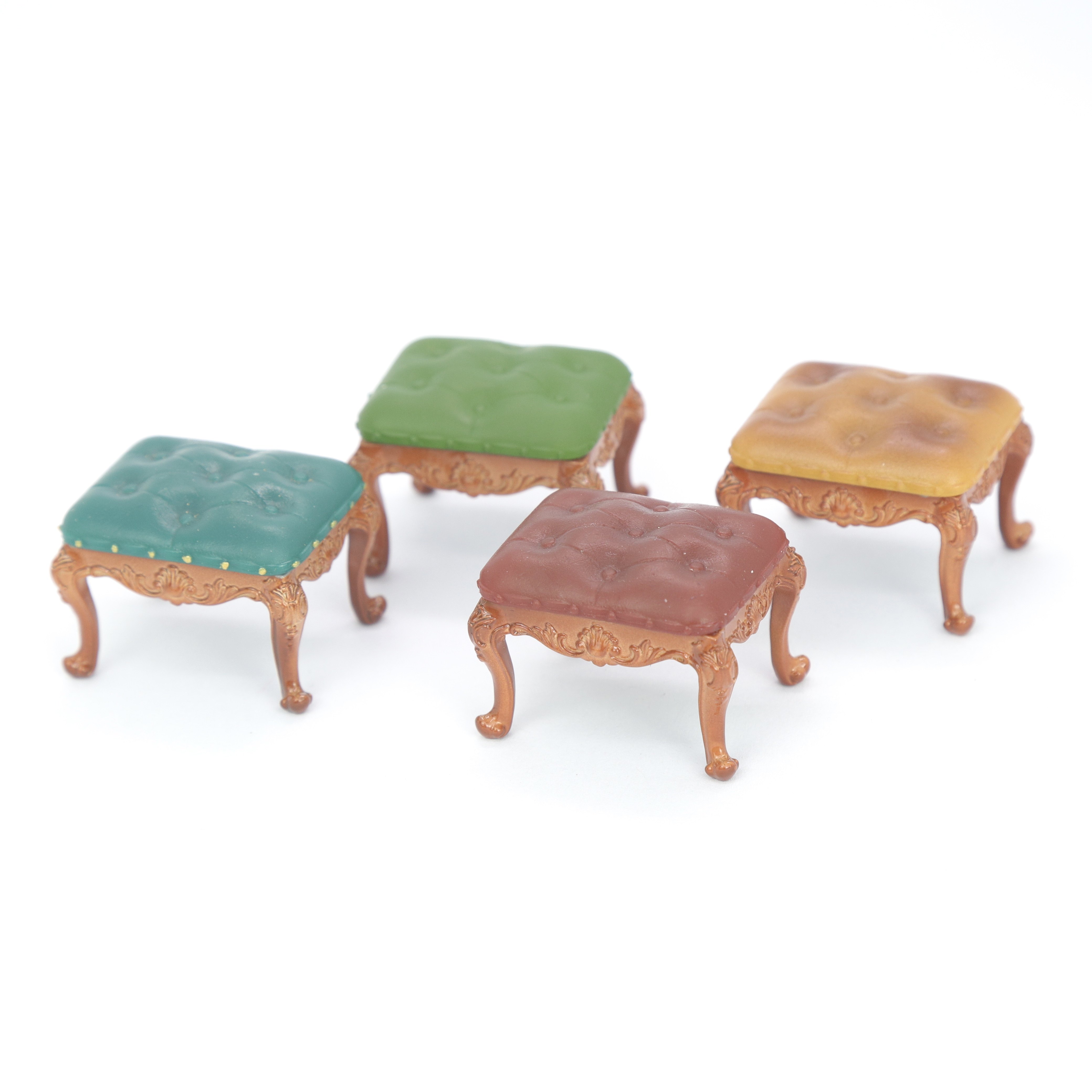 1:12微缩模型复古欧式靠背椅仿真迷你脚垫椅子娃屋配件简约家具