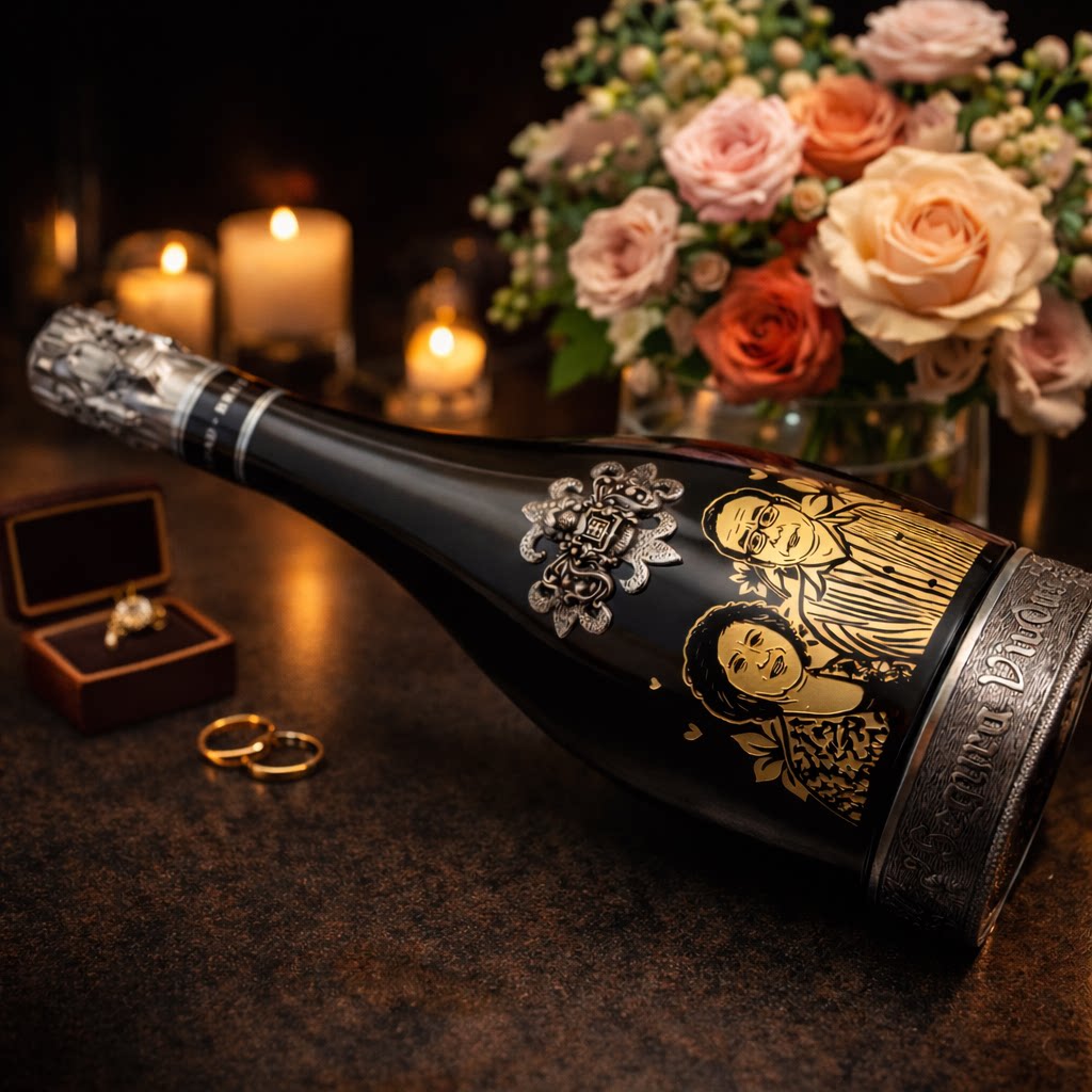 金奖银座香槟定制雕刻照片刻字生日创意礼物结婚周年纪念公司商务