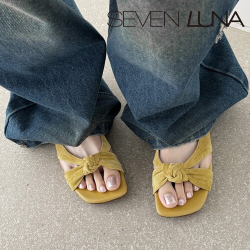 SEVEN LUNA~国内正品2026夏季法式气质扭结露趾平底凉鞋女SLXD882
