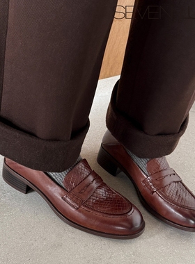 SEVEN LUNA国内正品~2026春季英伦编织小皮鞋乐福鞋单鞋女SLWC758