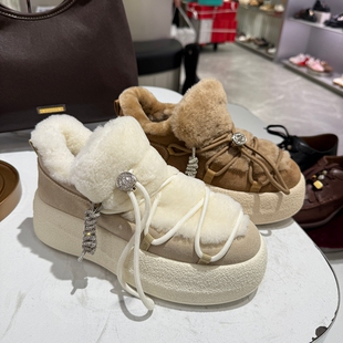 Staccato思加图~专柜正品2026春复古毛毛鞋保暖加绒休闲鞋女J0269