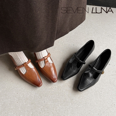 SEVEN LUNA国内正品~2026春季复古老钱风丁字带中跟单鞋女SLFD205
