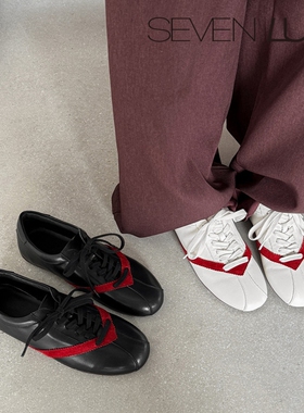 SEVEN LUNA~国内正品2026春季复古拼色德训鞋平底休闲鞋女SLZ565