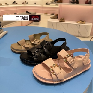 真美诗夹心软糖~专柜正品2026夏优雅水钻休闲厚底勃肯凉鞋女R2311