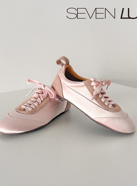 SEVEN LUNA~国内正品2026春季绸缎拼接德训鞋轻便休闲鞋女SLDQ187