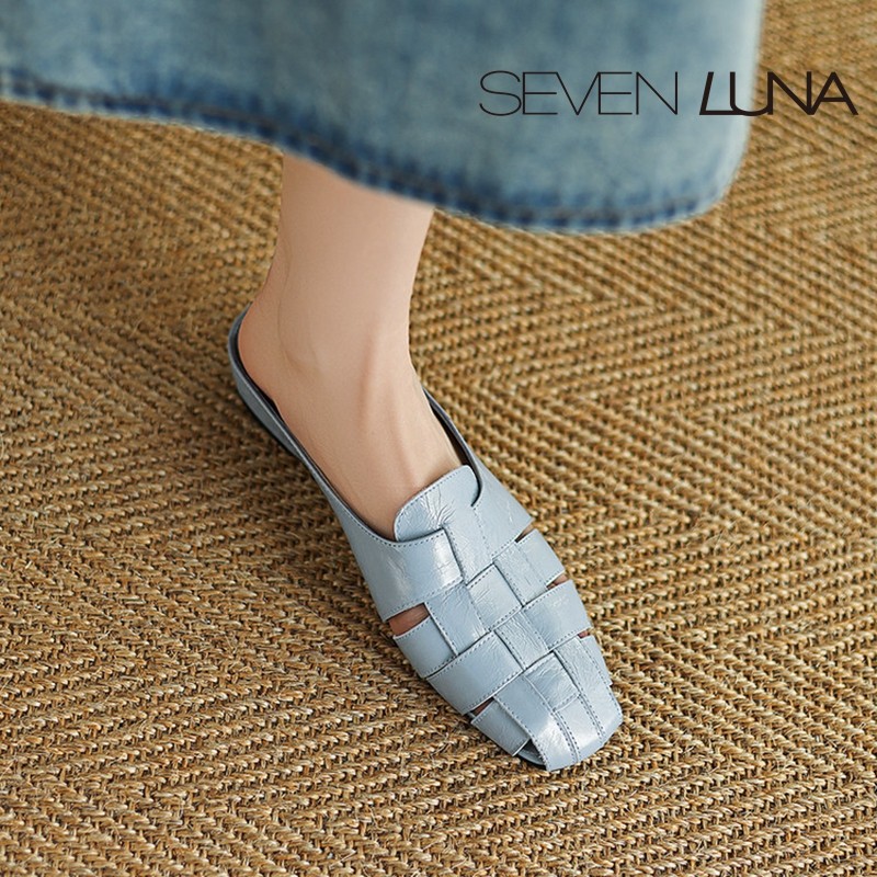 SEVEN LUNA~国内正品2025春夏法式编织百搭外穿包头拖鞋女SLAS721