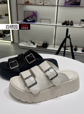 LE SAUNDA莱尔斯丹专柜正品2025夏季厚底休闲一字拖凉鞋女6M45601