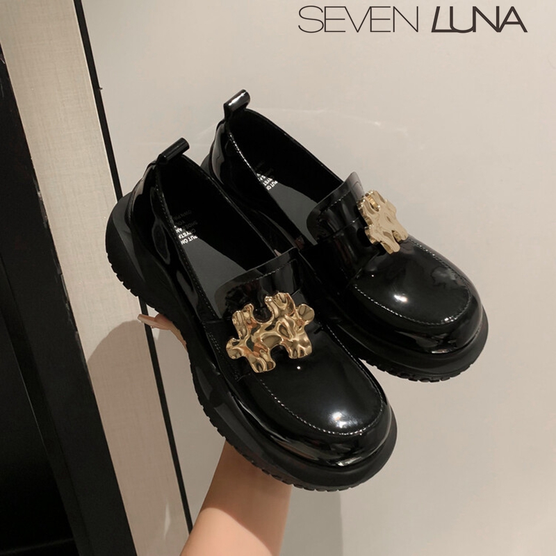 SEVEN LUNA~国内正品23春夏英伦风厚底一脚蹬乐福鞋单鞋女SLMK620