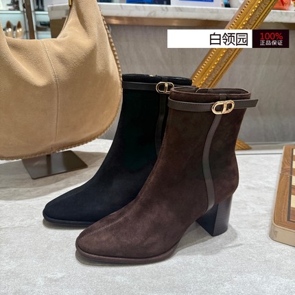 LE SAUNDA莱尔斯丹专柜正品2025秋冬加绒棉靴粗跟短靴女6T71709V