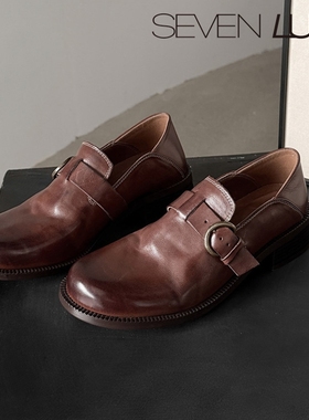 SEVEN LUNA国内正品~2026春季老钱风乐福鞋两穿粗跟单鞋女SLWC247