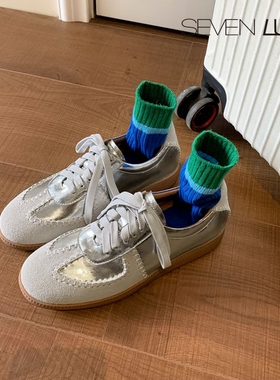 SEVEN LUNA~国内正品2025春季复古拼色德训鞋平底休闲鞋女SLMK790
