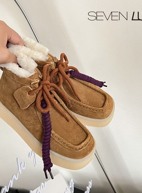 SEVEN LUNA~国内正品2025冬季果冻底袋鼠鞋雪地靴保暖鞋女SLPD695