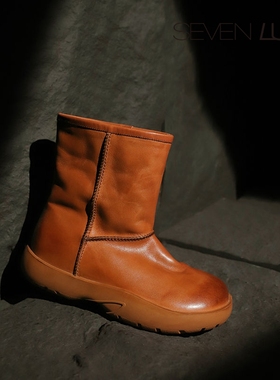 SEVEN LUNA~国内正品2025冬厚底雪地靴加厚加绒保暖短靴女SLLB110